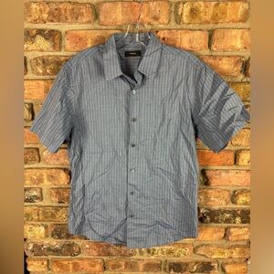 Theory Blue & White Striped Button Down